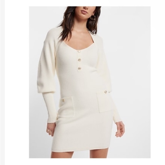 Express‎ Cream sweater mini dress size small NWT - Picture 2 of 10